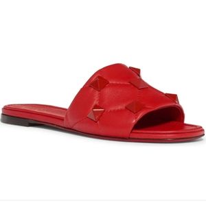 Valentino Red Leather Stud Slides